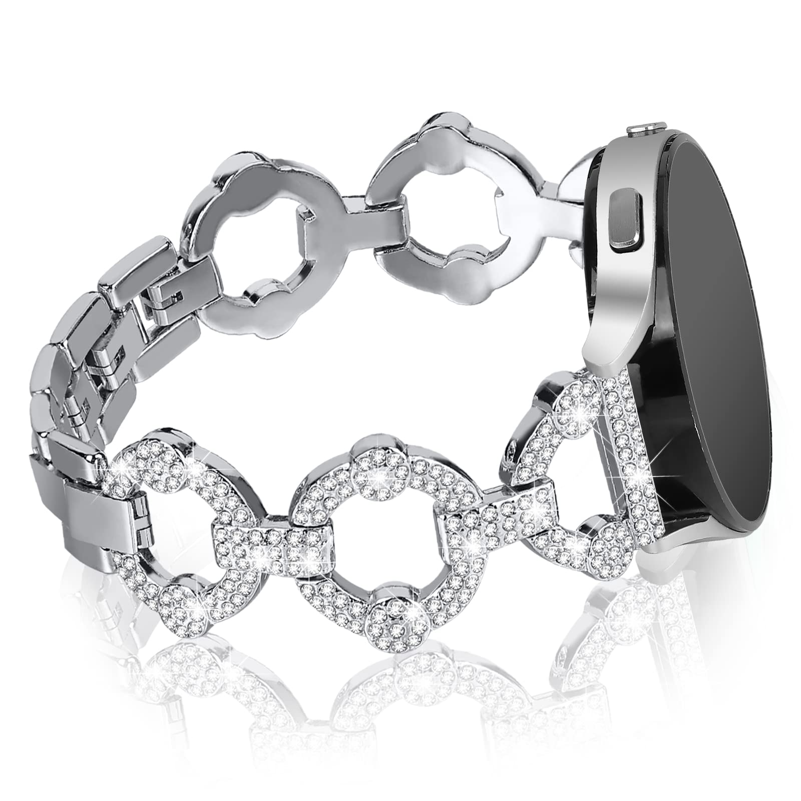 For Samsung Galaxy Watch 5 Active 40mm 44mm Watch 5 Pro 45mm Galaxy Watch 42mm Watch Band Rhinestone Decoration Metal Watch Strap 20mm Replacement Watchband For Samsung Galaxy Watch 5 Active 40mm 44mm Watch 5 Pro 45mm Galaxy Watch 42mm Watch Band Rhinestone Decoration Metal Watch Strap 20mm Replacement Watchband